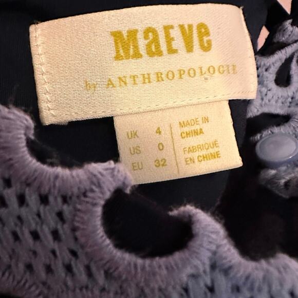 Anthropologie Maeve Daisy Cutout Eyelit Blue Tank Top Y2K 0 - Picture 6 of 10